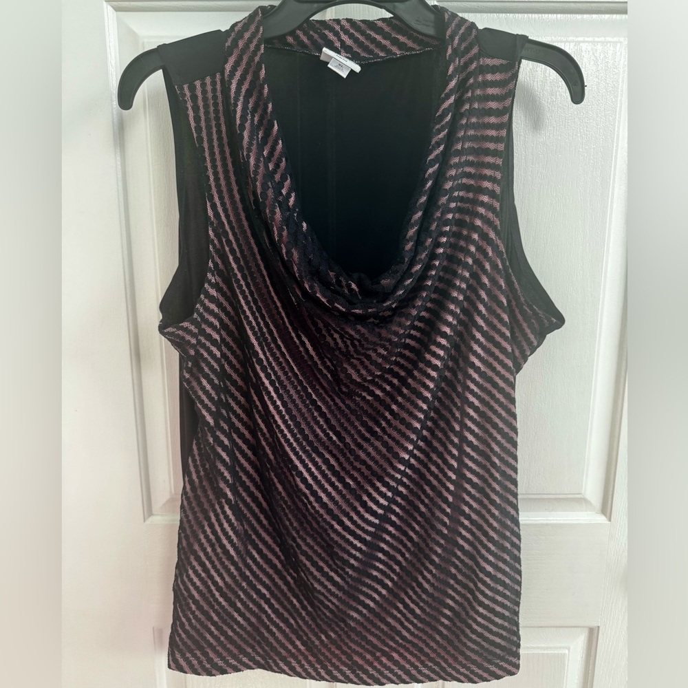 Worthington Black and Pink Lace Top